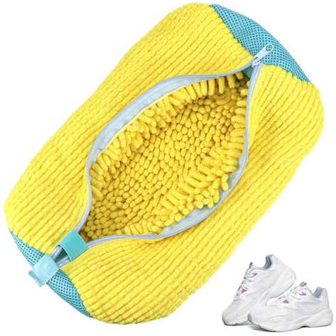 Kssvzz Shoe Cleaning Bag, Reusable Trainer Laundry Bag with Zipper (Yellow)