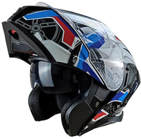 Motorradhelm Klapphelm Mit Doppelvisier ECE Genehmigt Motorrad Herren - Roller Helm Modularer Klapphelm, Motorradhelm Für Damen Und Herren 2,XXL=63~64cm