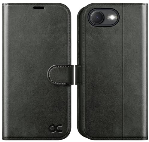 OCASE für iPhone 17e und iPhone 16e Hülle Premium PU Leder Graphit | Handyhülle mit Kartenfach, Standfunktion, RFID Schutzhülle, Klapphülle Handytasche Lederhülle