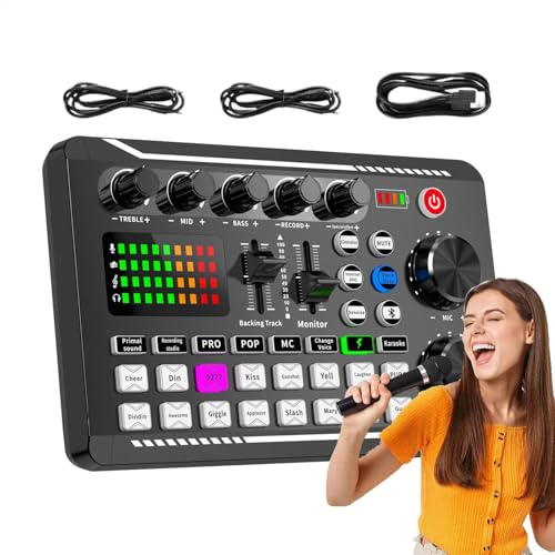 Carte Son en Direct – Équipement de Studio de Production de Podcast, Carte Son en Direct avec Plusieurs Effets sonores pour karaoké, Streaming, Enregistrement