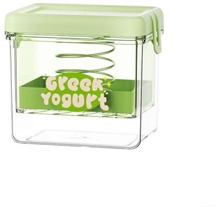 Jonikuper Griechisches Joghurt-Maker-Set, Druckfiltersieb mit Deckel, Küchengerät für dicken, cremigen Joghurt und Molken-Trennung (rechteckiges Grün)