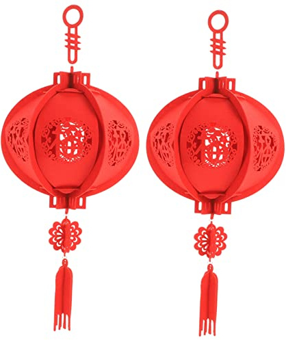 Garneck 2stücke Handgefertigte Chinesische Laternen Aus Filz Mit Durchbruchsdesign Traditionelle Dekoration Für Neujahrsfest Und Zuhause