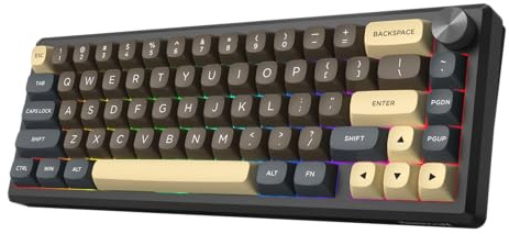 Redragon Teclado mecánico inalámbrico 60% para juegos, carcasa de aluminio completo, Bluetooth/2.4GHz/USB-C, interruptores lineales prelubricados intercambiables en caliente, estructura de junta