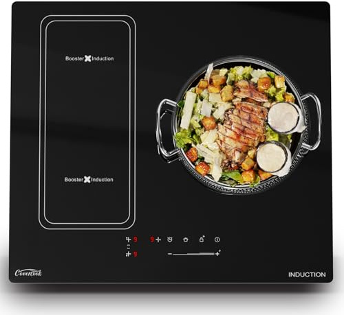Plaque induction 60 cm 3 feux fonction boost cuisson électrique table de cuisson à contrôle tactile puissance réglable avec sécurité verrou et minuterie électronique cuisine moderne chauffage rapide