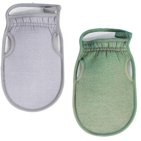TEOZBLU 2 Stück Peeling-Handschuh aus Naturfaser, Body Scrub Schwamm entfernt Abgestorbene Haut, Peeling Duschschwamm für Hamam, Spa, Wellness