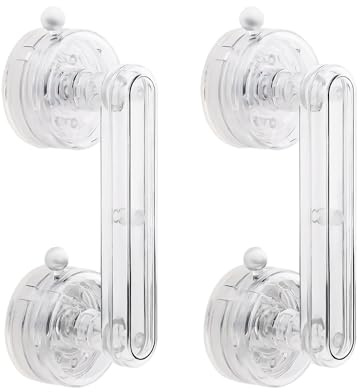 Huakaile 2 Stück transparenter Saugnapfgriff für Glasschiebetür, Lochfreie, wasserdichte Saugnapf-Haltegriffe für Dusche, robuste Fenster, Küche, Schublade, Badezimmer (transparent)