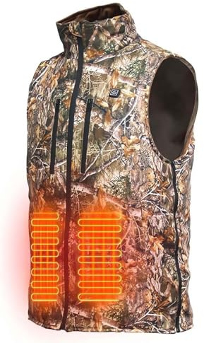 FYRTA Chaleco Calefactable Hombre para Caza, Invierno Chaleco Caza Camuflaje con 5 Zonas de Calor y 3 Niveles Ajustables, Calefactable Chaleco de Camuflaje para Caza y Pesca (Bateria Excluidas) (XXL)
