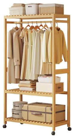 Elegante armadio e scarpiera in bambù, salvaspazio, per ingresso, camera da letto e ufficio, soluzione moderna per riporre cappotti e scarpe e design ecologico