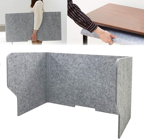 Schallschutz Schreibtisch Trennwand, 60/80/100cm, Tragbar Leicht Dauerhaft Akustische Trennwände Freistehend, Büro-Organizer Für Schule Oder Büro, Fodable Sichtschutz Akustikplatte(Greys,100cm)