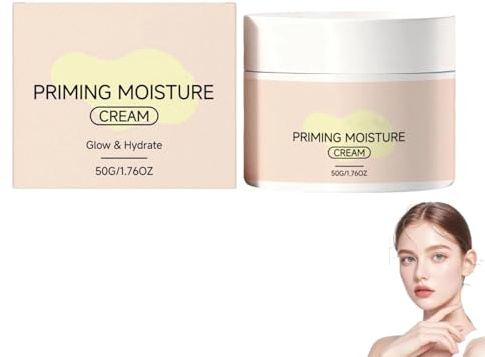 Glow Velvet Priming Moisture Cream, Pore Blurring and Makeup Gripping Primer, Moisturizing and Nourishing Skincare for Soft Skin, Hydrate and Lock Makeup All Day, Korean Skin Care, 50g (1PC)