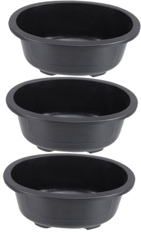 ifundom Set 3 Vasi Ovali per Bonsai in Plastica con Drenaggio, Grande Vaso Profondo per Fioriere da Giardino e Piante da Interno, Vaso da Vivaio per Composizioni Floreali e Coltivazione