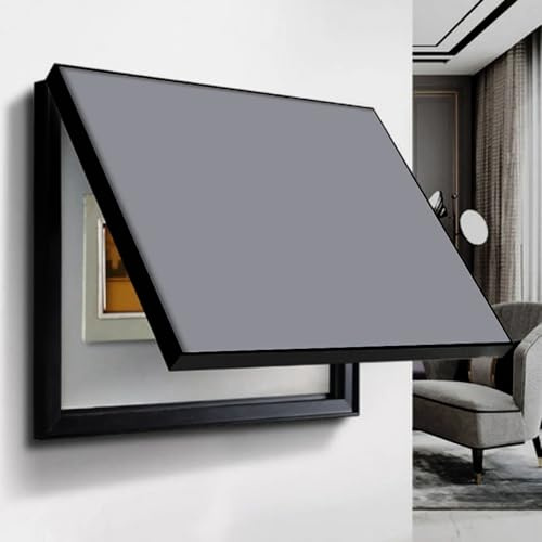GAOXIAO Tapa Cuadro Electrico Decorativo Vertical Grande de Madera de Roble, Caja Eléctrica Contadores Cubre Contadores de Luz Flip Electrico Cómoda para el Uso Diario Gray 50 x 40cm