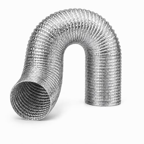 102mm (4) ID Ducting Pipe - Flexible Aluminum Tube - Aluminum Air Conditioner Hose - Kitchen Exhaust Pipe, Tumble Dryer, Gas Cooker, Extractor Fan - 4 Metre Long
