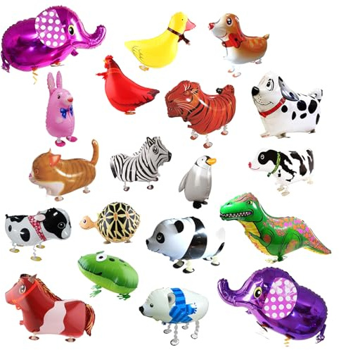 RETON 20 Stücke Tier folienballon Haustiere, Air Walker Ballons, Mylar Folie Helium Aluminium Ballon Kit für Kinder Geburtstag Party Baby Shower Decor Kinder Geschenk