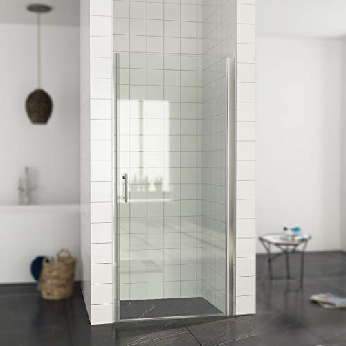Duschtür Pendeltür 80 x 185 cm Duschwand Schwingtür ohne Rahmen, NANO Glas