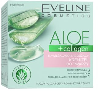 Eveline Cosmetics Organic Aloe Collage fuktgivande och lugnande ansiktskräm-gel, 50 ml