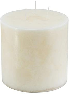 Hochwertige Mehrdochtkerze/Dreidochtkerze – Gefahrloses & Gleichmäßiges Abbrennen - Stumpenkerze (Wollweiß, Ø 15 cm/Höhe 15 cm)