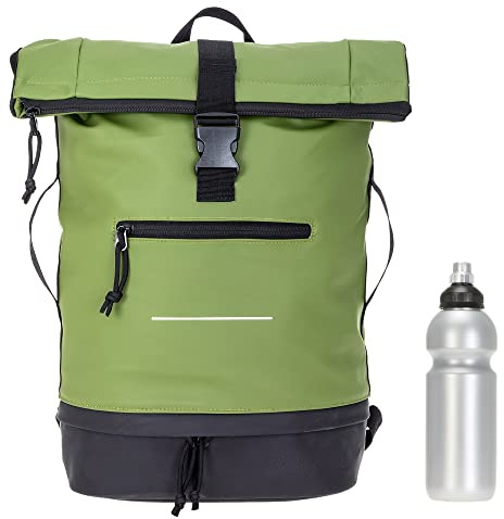 Elephant Kurier Rucksack Plane Time Bag COMP 12823 Bi Color Oliv-Schwarz +f | Fahrradrucksack Kurierrucksack Roll Top Bodenfach DIN A4 mit Laptopfach