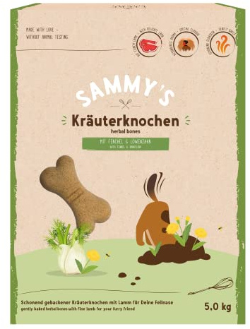 Sammy's - Ossa di erbe aromatiche, spuntini per cani al forno delicatamente, ossa di erbe con agnello fine, 5 kg