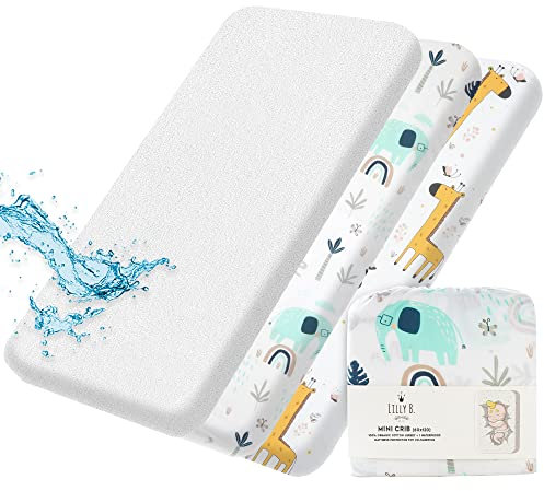 Bettlaken 60x120 Baby, Bettumrandung Babybett 60x120, Lilly B. GOTS Organic Cotton 1 Waterproof Protective Film Compatible with Snuzpod, All Bedside Cradles Mini Cradles up to 60 x 120 cm, 3 Pack