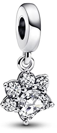 Pandora Moments Charm pendant Empreinte de patte en argent sterling avec zircones cubiques transparentes