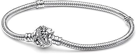 PANDORA Disney Tinker Bell Clasp Moments Schlangen-Gliederarmband mit Zirkonia in der Farbe Silber, Länge: 19cm, Disney X PANDORA Kollektion, 592548C01-19