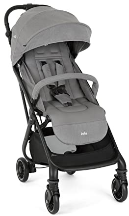Joie tourist™ Buggy – Leichter, kompakt faltbarer Buggy mit Liegeposition & Regenverdeck, Travel-System-kompatibel, ab Geburt bis 3 Jahre (0–15 kg), Pebble