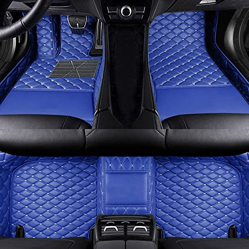 Individuelle Auto-Fußmatten Anpassbar an 95% der Automodelle PU-Leder Vollschutz Premium-Polsterung,Eingeschossig Fußbett - Blau