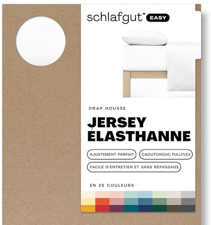 Schlafgut Easy Jersey Elasthan Spannbettlaken 140x200 bis 160x220 Full-White, Spannbetttuch aus superweicher Baumwolle mit Elasthan