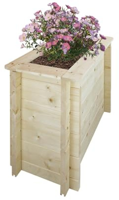 TIMBELA Hochbeet Holz - 78x38xH57 cm - Blumenbeet für Garten - Kräuterbeet - Pflanzkasten Holz - Hochbeet Balkon Garten Terrasse - Solid 28 mm Pine/Spruce Wood M612