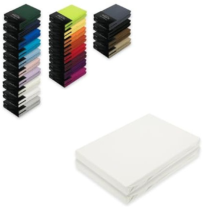 EXKLUSIV HEIMTEXTIL Topper Jersey Spannbettlaken Doppelpack 180x200 cm Weiss