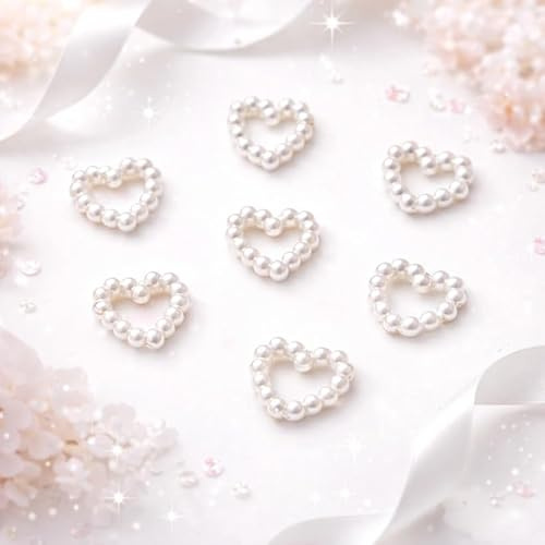288 corazones decorativos de perlas de 10 mm, corazones decorativos, decoración de boda, corazones, perlas blancas, decoración de mesa, piezas dispersas, tarjetas, invitaciones para manualidades