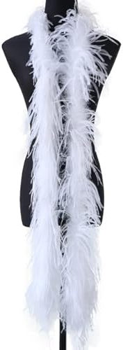 32 couleurs New Boa de plumes d'autruche DIY Stage Cosplay Decor Feather Foulard Belle décoration de vêtements Accessoire 50 grammes 2 mètres-Bleach white,50 Grams