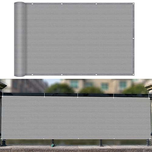 GUOJUN Balkonbespannung 60 x 350 cm Wind HDPE UV-Schutz Innen Balkonverkleidung mit Kabelbinder Ohne Bohren für Balkon Zaun Terrassen Garten, Grau