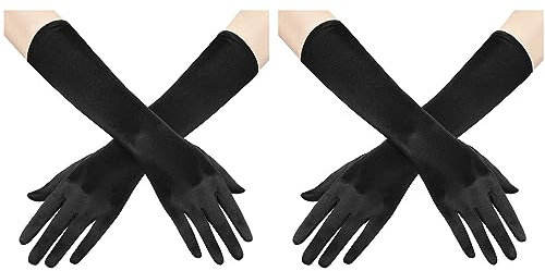 NICEYEA Lange Abendhandschuhe Schwarze Samthandschuhe Opernhandschuhe1920er Handschuhe Vintage Braut Handschuhe Tanzhandschuhe Ellenbogen Handschuhe für Oper,Abschlussball,Cosplay,Karneval
