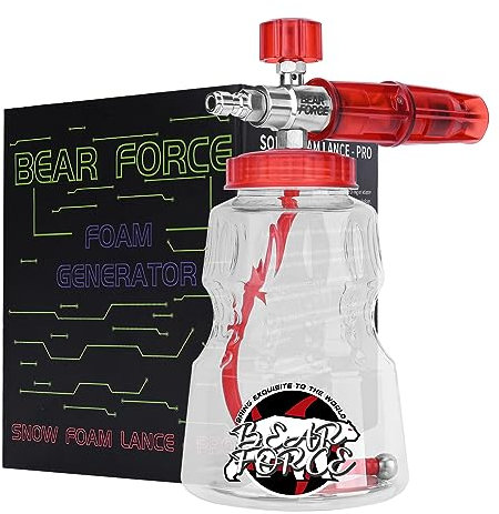Bearforce Hochdruckreiniger-Schaumkanone aus Edelstahl mit 6,35 mm Schnellanschluss und 1,25 mm und 1,10 mm Düse, verstellbare Schneeschaumlanze mit 1 l Seifentank für Hochdruckreiniger 800~5000 PSI