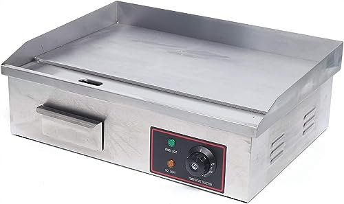 plancha asar Parrilla eléctrica comercial de 3000 W for encimera, parrilla superior plana, placa caliente for barbacoa, control termostático ajustable, restaurante de acero inoxidable de 22 pulgadas f