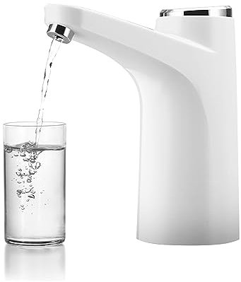 Electric Water Dispenser Pump,Water Bottle Pump Drinking Water Pump, USB Charging Bottled Water Pump, Automatic Water Pump, for Universal Bottle, Portable Water Dispenser for Indoor Outdoor (White)