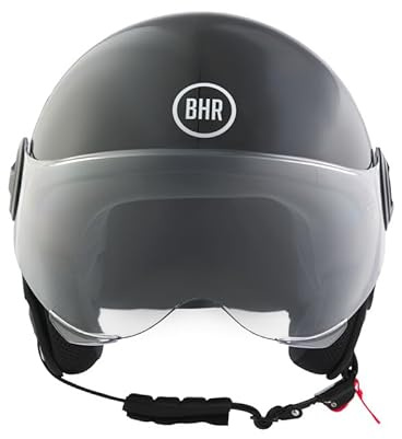 BHR Casque Demi-Jet, Casque Scooter 835 Special | Homologué ECE 22.06, Casque Moto avec Visière Anti-Rayures, Déverrouillage Micrométrique et Coussinets de Joue Amovible