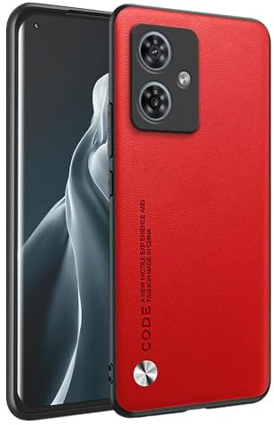 HAFFAN Funda Protectora para Motorola Moto g54 / Motorola Moto g54 Power (6.5 Inches), Estilo Imitación Cuero - Rojo