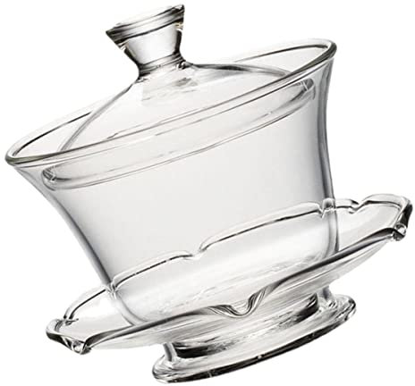 Ciieeo Juego de Tetera de Vidrio Transparente con Tapa, Vaso Compacto y Portátil para Té en Casa u Oficina, Diseño Clásico de Cristal para Infusiones