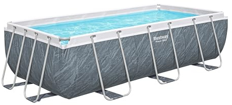 Bestway® Power Steel Ersatz Frame Pool ohne Zubehör 404 x 201 x 100 cm, Marmor-Optik (Schiefergrau), eckig