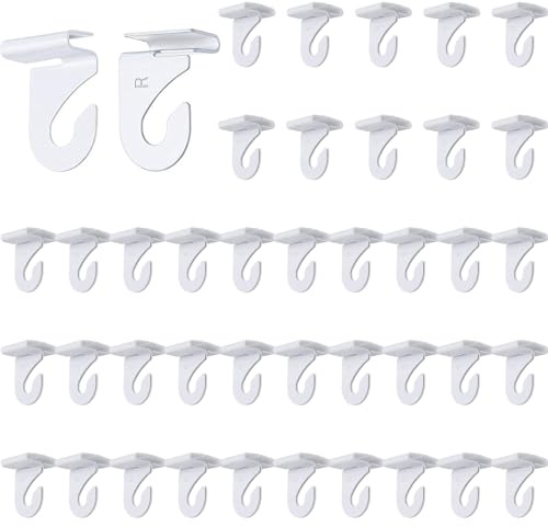 INCREWAY Drop Ceiling Hooks, 40 Pair High Strength Metal Ceiling Hooks T-Bar Hooks for Hanging Decorations & Plants in Classrooms, Home & Office, 40 Right and 40 Left (White)