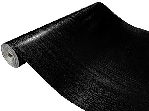 Klebefolie Möbel 90x100 cm | Möbelfolie selbstklebend in Holzoptik | Folie für Möbel zur einfachen Renovierung von Türen, Tischen und Regalen | Klebefolie dekorativ und abwaschbar | Schwarzes Holz