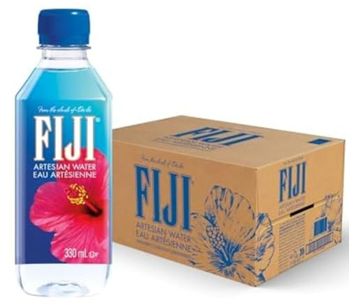 Fiji Water - Eau Minérale Plate des Îles Fidji - Eau Artésienne Enrichie en Minéraux - Filtration Naturelle, Conditionnée sans Contact avec la Main de l'Homme - Carton de 24 bouteilles *330 ml