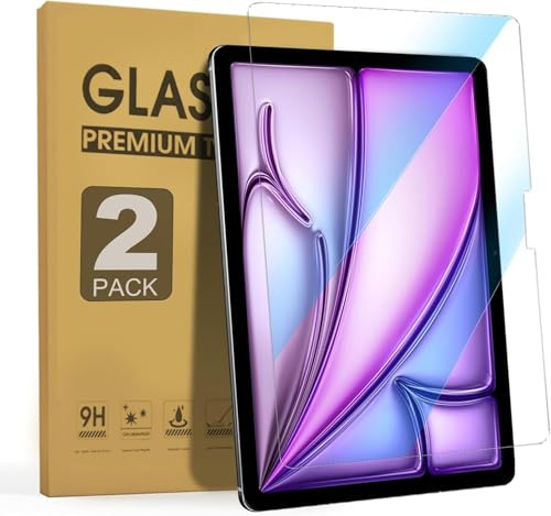 zenrich Paquete de 2 protectores de pantalla para iPad Air de 11 pulgadas 2025 2024 con luz azul, protector de pantalla de vidrio templado con dureza 9H, transparente HD, resistente a los arañazos,