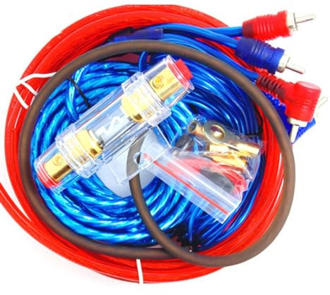 Yominerr Kit de Cableado de Altavoces de Audio de 1500 W, 8GA, Cable de Subwoofer para Coche, Portafusibles de 60 Amperios, Cables de Instalación de Altavoces, 18GA