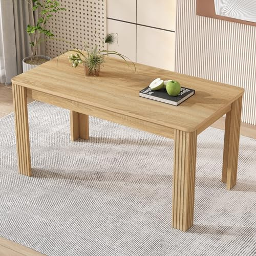 Merax Tavolo da pranzo in legno, rettangolare, moderno, per soggiorno e sala da pranzo, 117 x 68 x 75 cm, colore rovere