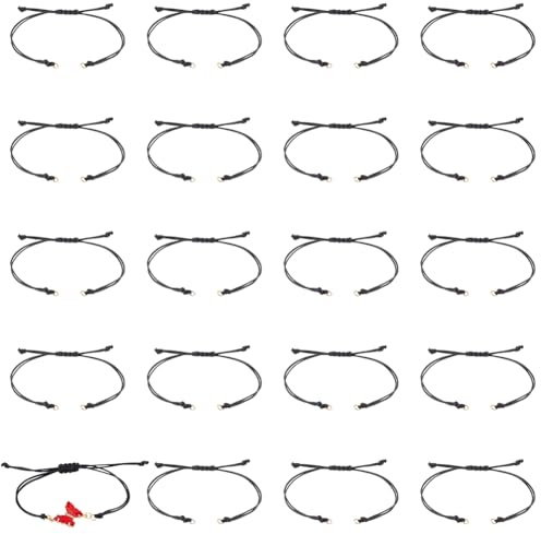 UNICRAFTALE 20 bracciali dell'amicizia, 27 cm, semilavorati, di colore nero, regolabili, con cordoncino, fatti a mano, dell'amicizia