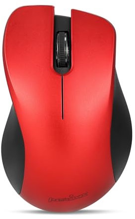 Perixx PERIMICE-621R - Ratón inalámbrico - Silent Click con diseño Ergo - Compatible para PC de Escritorio y portátil - Inalámbrico 2.4 GHz - Rojo